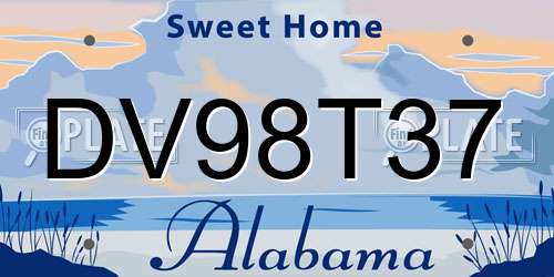 DV98T37 Alabama License Plate