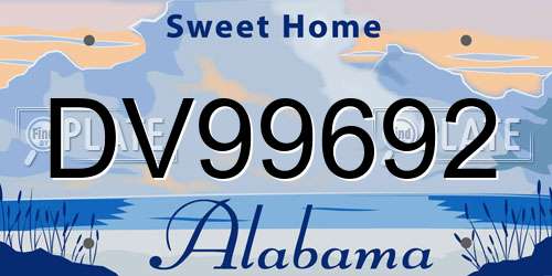 DV99692 Alabama License Plate