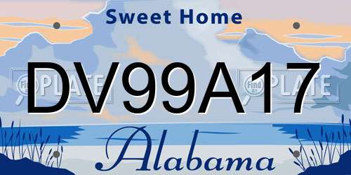 DV99A17 Alabama License Plate