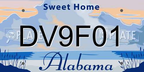 DV9F01 Alabama License Plate