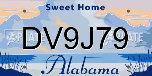 DV9J79 Alabama License Plate