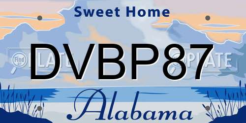 DVBP87 Alabama License Plate
