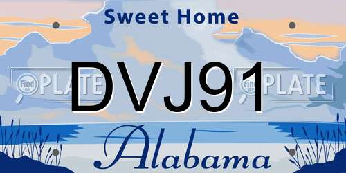 DVJ91 Alabama License Plate