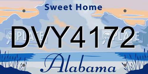 DVY4172 Alabama License Plate