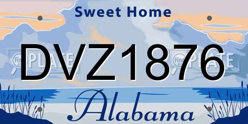 DVZ1876 Alabama License Plate