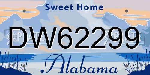 DW62299 Alabama License Plate