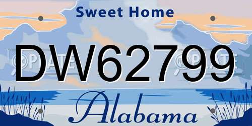 DW62799 Alabama License Plate