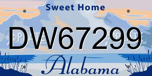 DW67299 Alabama License Plate