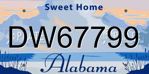 DW67799 Alabama License Plate