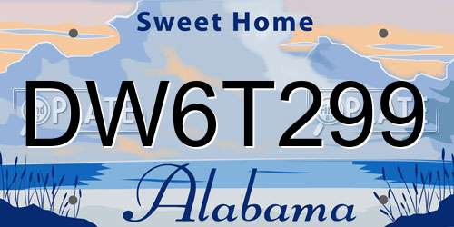 DW6T299 Alabama License Plate