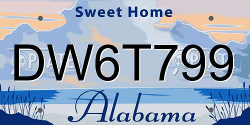 DW6T799 Alabama License Plate