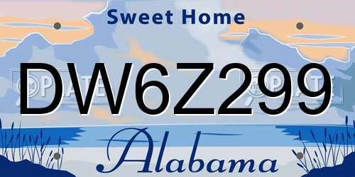 DW6Z299 Alabama License Plate