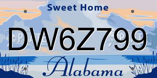 DW6Z799 Alabama License Plate