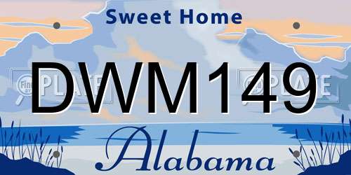 DWM149 Alabama License Plate