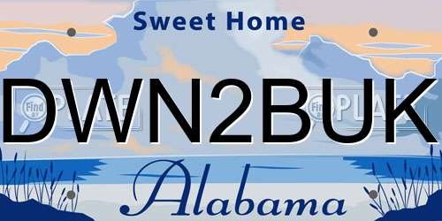 DWN2BUK Alabama License Plate