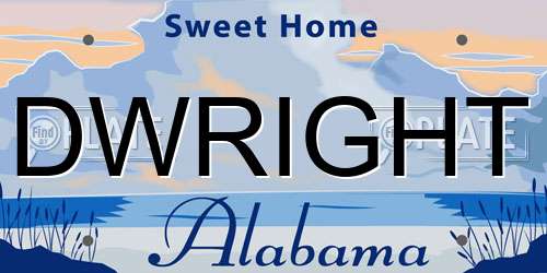 DWRIGHT Alabama License Plate