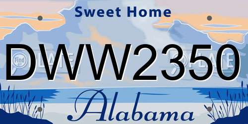 DWW2350 Alabama License Plate
