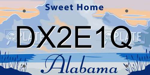 DX2E1Q Alabama License Plate