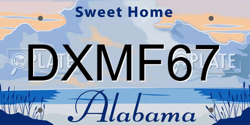 DXMF67 Alabama License Plate