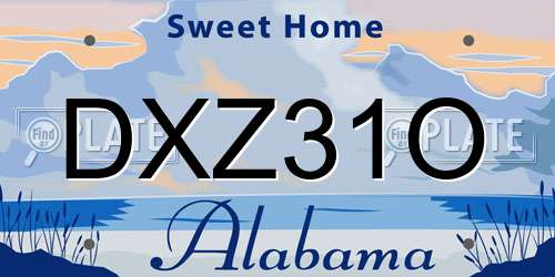 DXZ31O Alabama License Plate