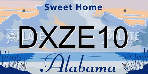 DXZE10 Alabama License Plate