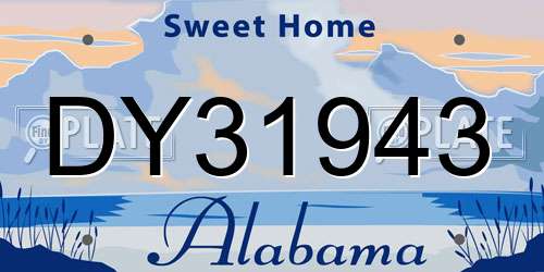 DY31943 Alabama License Plate