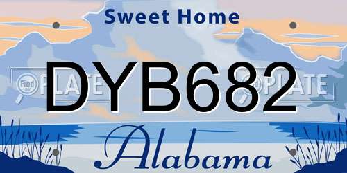 DYB682 Alabama License Plate