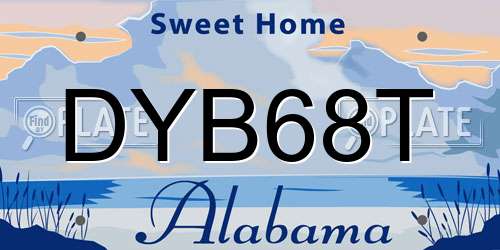 DYB68T Alabama License Plate