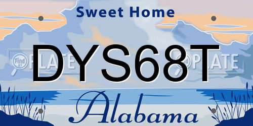 DYS68T Alabama License Plate