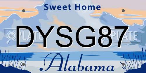 DYSG87 Alabama License Plate