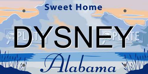 DYSNEY Alabama License Plate