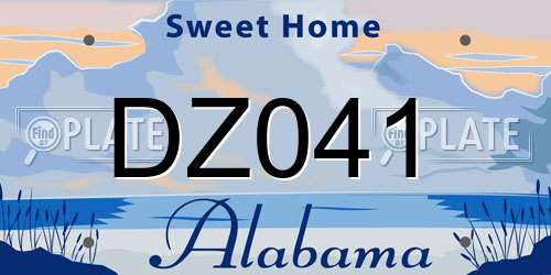 DZ041 Alabama License Plate