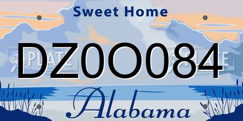 DZ0O084 Alabama License Plate