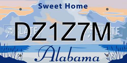 DZ1Z7M Alabama License Plate
