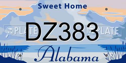 DZ383 Alabama License Plate