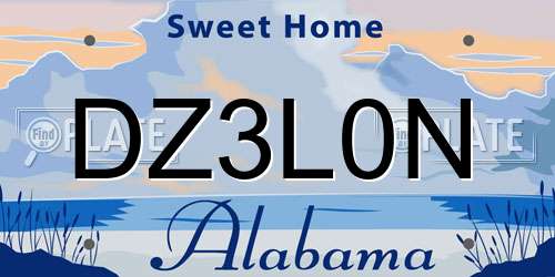 DZ3L0N Alabama License Plate