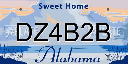 DZ4B2B Alabama License Plate
