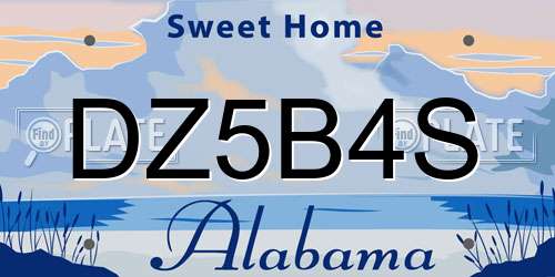 DZ5B4S Alabama License Plate