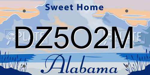 DZ5O2M Alabama License Plate