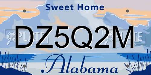 DZ5Q2M Alabama License Plate