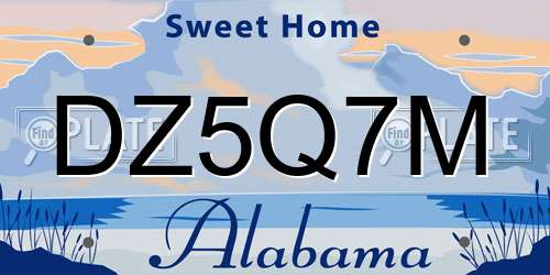 DZ5Q7M Alabama License Plate