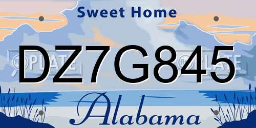 DZ7G845 Alabama License Plate