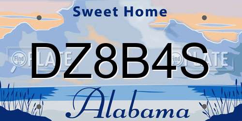 DZ8B4S Alabama License Plate