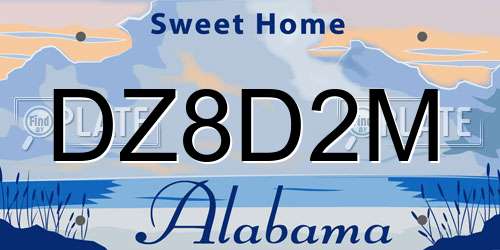 DZ8D2M Alabama License Plate