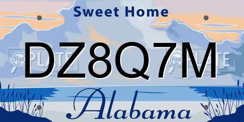 DZ8Q7M Alabama License Plate