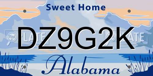 DZ9G2K Alabama License Plate