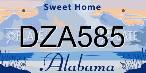 DZA585 Alabama License Plate