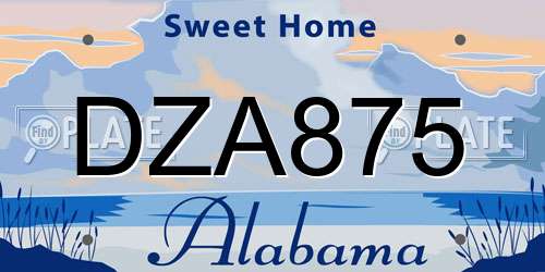 DZA875 Alabama License Plate