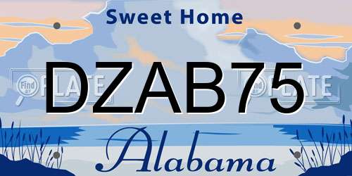 DZAB75 Alabama License Plate