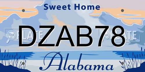 DZAB78 Alabama License Plate